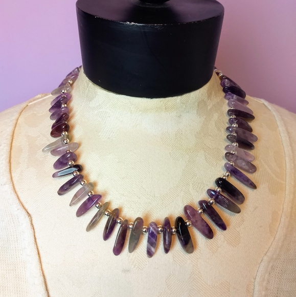 Piece #396 "Common Quartzesy" Amethyst Necklace - Picture 3 of 4
